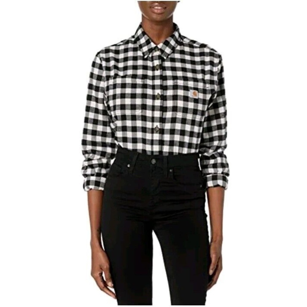 NWT Carhartt Women's Rugged Flex Loose Fit Midweight Flannel Plaid Shirt SZ XXL